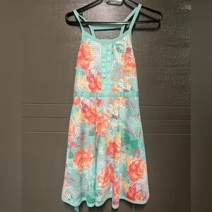 Like New! Floral Kids Dress in Aqua and Coral